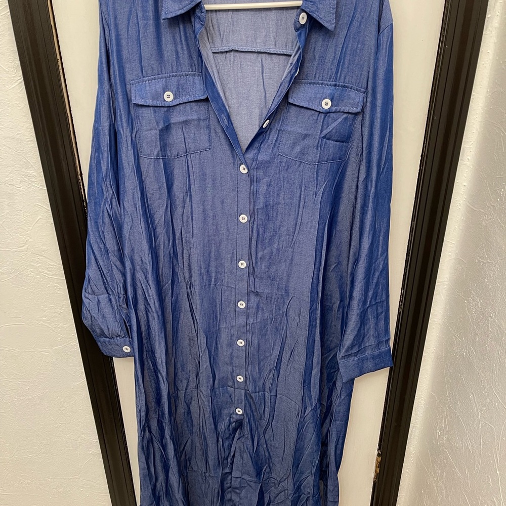NWOT Blue Button-Up Shirt Dress